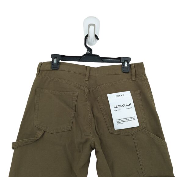 FRAME Women 26 Le Slouch Utility Straight Leg Jeans Surplus Green Low Rise NEW - Picture 8 of 8